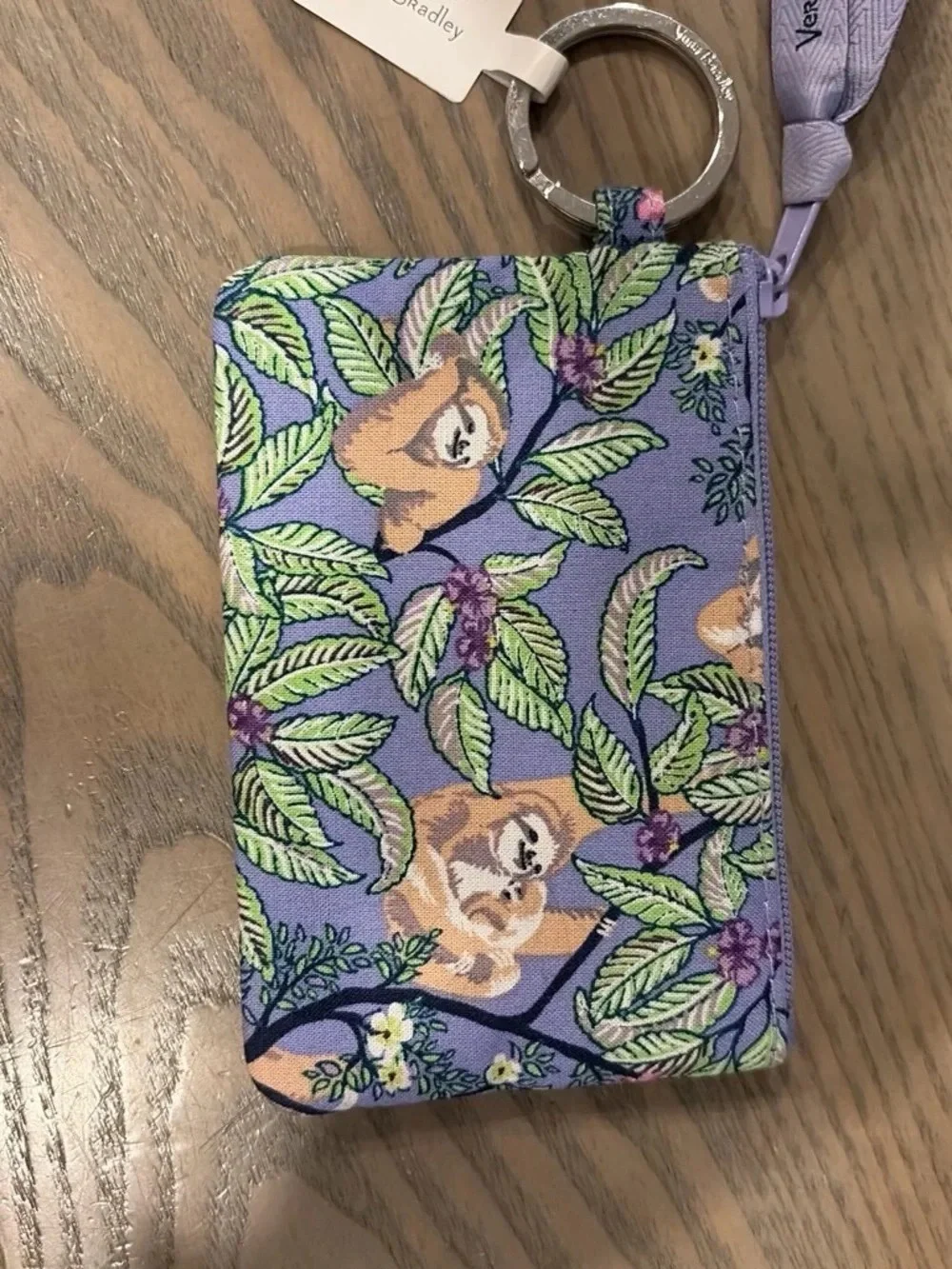 Vera Bradley Lavender Sloth Print Key Card Holder